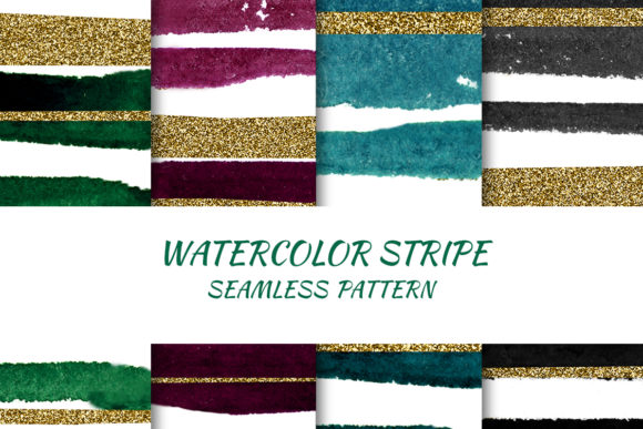 Download Pattern Watercolor Stripes with Gold - Stripes Collection