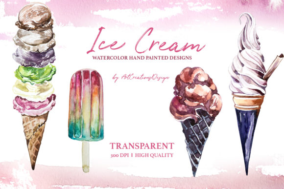 Download Watercolor Ice Cream Design Set - Premium Resources