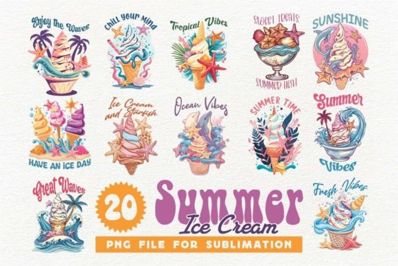 Download Summer Tropical Ice Cream Design Bundle - Ice cream design Collection